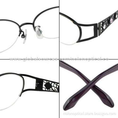 Woman's Stainless Eyeglasses Optic with Stones, 49-17-135 Frame Color